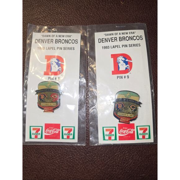 Set of 2 "Dawn of a new Era"‎ Denver Broncos 1993 Lapel Pin Series #8 and #9 - Picture 1 of 2